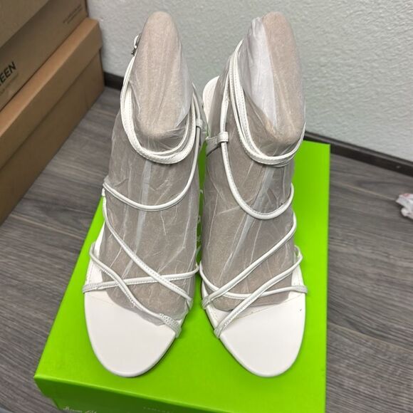 Sam Edelman Sareena White Stiletto Heel Open Toe Ankle Strap Heeled Sandals - Picture 4 of 7